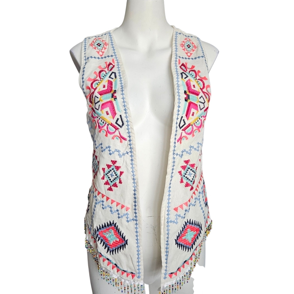 Maria Jose‎ Vintage Embroidered Beaded Vest Cottagecore Retro Boho